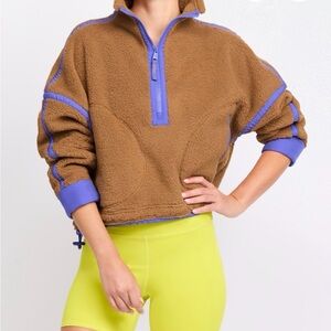 FP Movement Brown and Purple Teddy Half Zip